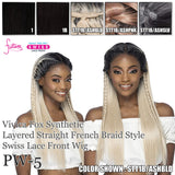 Vivica A Fox Pure Stretch Cap Synthetic "27 inch" Straight French Braided Lacefront  Wig- PW -5