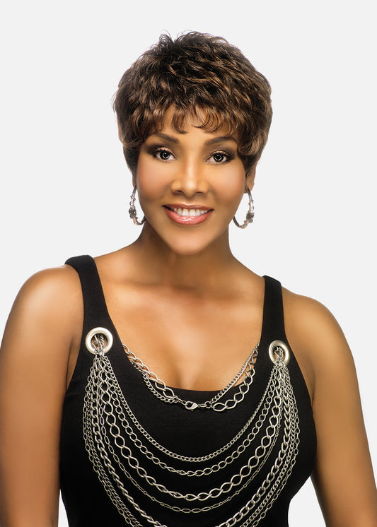 Vivica A Fox Pure Stretch Cap 100% Premium Human Hair "8 Inch" Short Pixie style Wig- H222-V