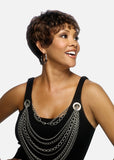 Vivica A Fox Pure Stretch Cap 100% Premium Human Hair "8 Inch" Short Pixie style Wig- H222-V