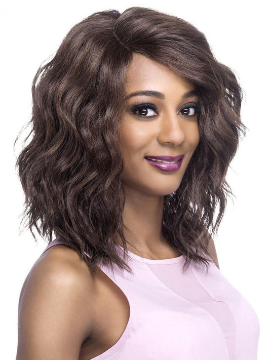 Vivica A Fox Pure Stretch Cap Synthetic "15 inch" layered body wave with Razor cut Invisible part  Wig-FAB