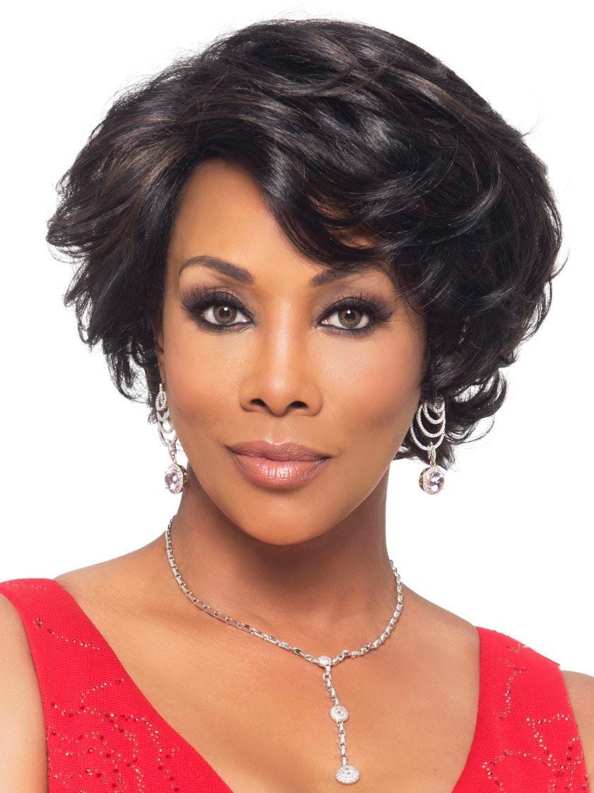 Vivica A Fox Pure Stretch Cap Synthetic Short Romance curls Lacefront  Wig- MOCHA