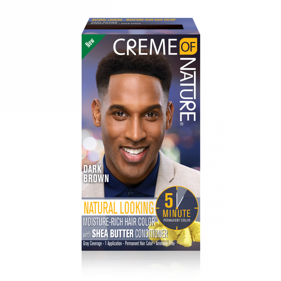 Creme of Nature Natural Looking Moisture-Rich Liquid Hair Color with Shea Butter Conditioner For Men Dark Brown