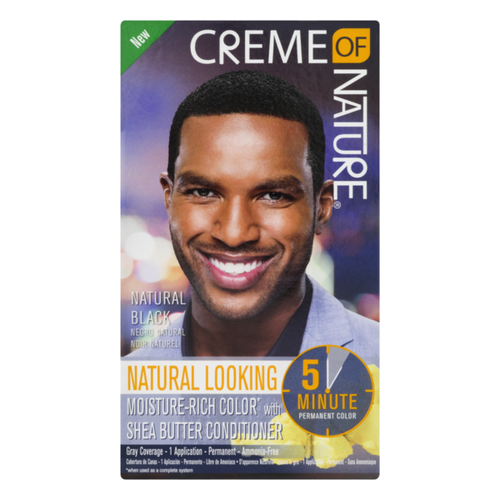 Creme of Nature Natural Looking Moisture-Rich Liquid Hair Color with Shea Butter Conditioner For Men Natural Black